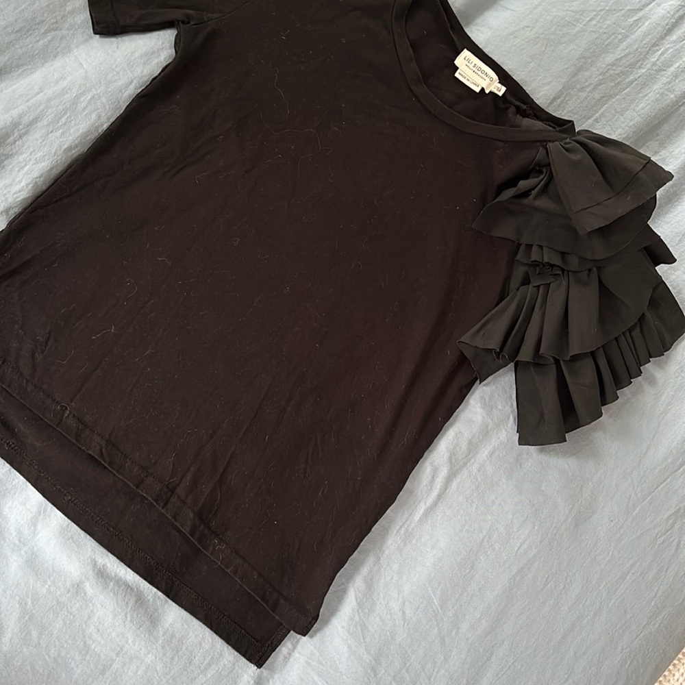 Black Ruffle Sleeve tshirt Top